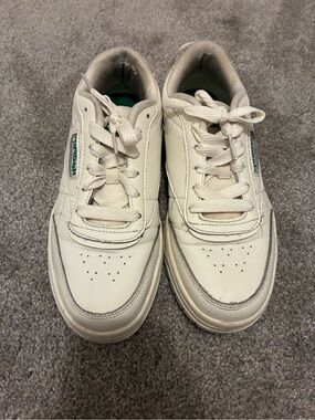 Reebok White Sneakers with Green Logo Accent